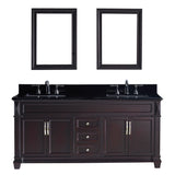 Virtu USA Victoria 72" Double Bathroom Vanity w/ Sink, Faucet, Mirror