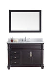 Virtu USA Victoria 48" Single Bathroom Vanity w/ Marble Top, Round Sink, Mirror