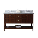 Virtu USA Winterfell 60" Double Bathroom Vanity with Marble Top and Round Sink