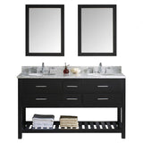 Virtu USA Caroline Estate 60" Double Bathroom Vanity w/ Round Sink, Mirror