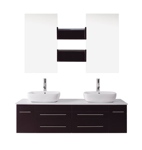 Virtu USA Augustine 59" Double Bathroom Vanity w/ Sink, Faucet, Mirror