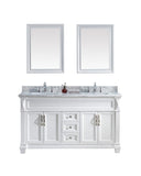 Virtu USA Victoria 60" Double Bathroom Vanity w/ Square Sink, Faucet, Mirror