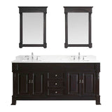 Virtu USA Huntshire 72" Double Bathroom Vanity w/ Sink, Chrome Faucet, Mirror
