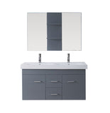 Virtu USA Opal 48" Double Bathroom Vanity w/ Ceramic Top, Sink, Faucet, Mirror