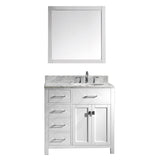 Virtu USA Caroline Parkway 36" Single Bathroom Vanity w/ Round Sink, Mirror