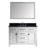 Virtu USA Caroline 48" Single Bathroom Vanity w/ Black Granite Top, Sink, Mirror