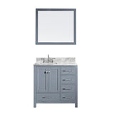 Virtu USA Caroline Avenue 36" Single Bathroom Vanity w/ Square Sink, Mirror