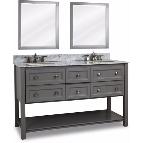 Elements 60" Gray Adler Double Vanity Set with Optional Mirrors - VAN088D-60-T-MW - Bath Vanity Plus