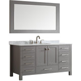 Eviva Aberdeen 60" Transitional Gray Single Sink Vanity Set - EVVN412-60GR-SS - Bath Vanity Plus