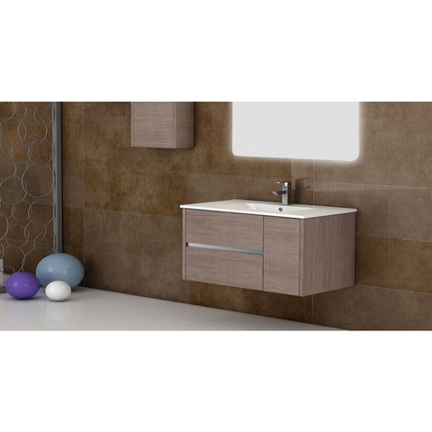 Eviva Aries® 39" Medium Oak Wall-Mount Modern Bathroom Vanity Set - EVVN533-39MOK - Bath Vanity Plus