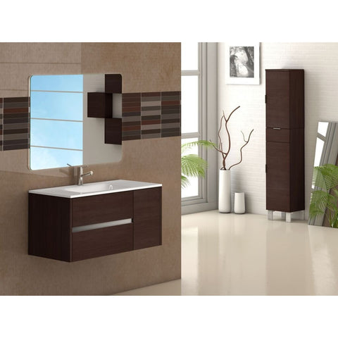 Eviva Aries® 39" Wenge Wall-Mount Modern Bathroom Vanity Set - EVVN533-39WG - Bath Vanity Plus