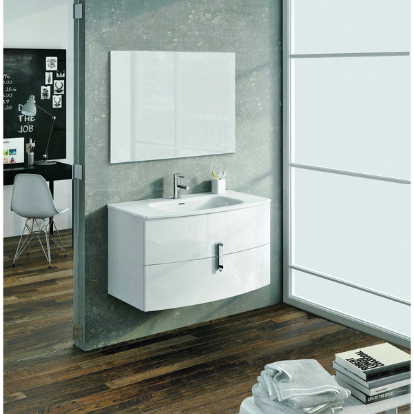 Eviva Cali 39" White Wall-Mount Bathroom Vanity Set - EVVN32-39WH-Round - Bath Vanity Plus