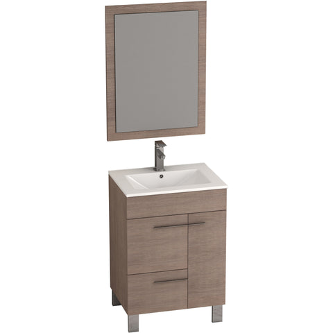 Eviva Cup® 24" Medium Oak Modern Bathroom Vanity Set - EVVN521-24MOK - Bath Vanity Plus