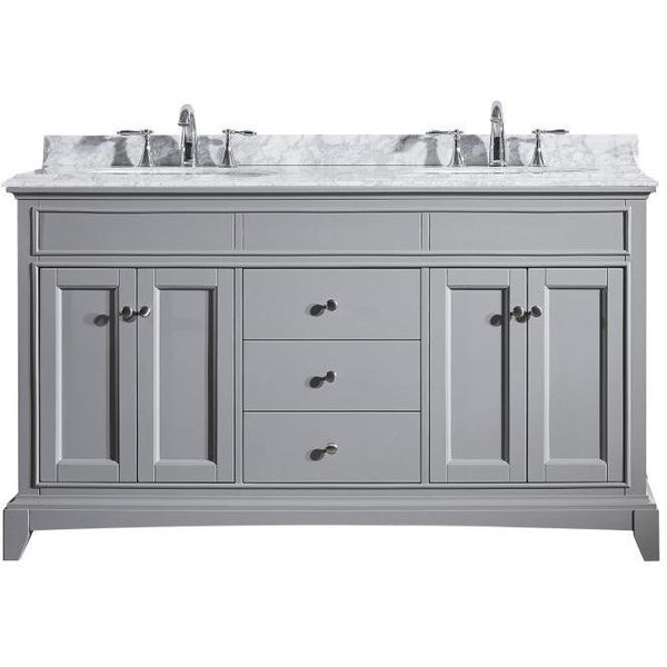 Eviva Elite Stamford® 60" Gray Solid Wood Double Bathroom Vanity Set - EVVN709-60GR - Bath Vanity Plus