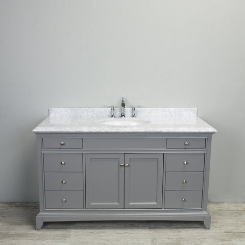 Eviva Elite Stamford® 60" Gray Solid Wood Single Bathroom Vanity Set - EVVN709-60GR-SS - Bath Vanity Plus