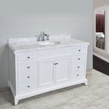 Eviva Elite Stamford® 60" White Solid Wood Single Bathroom Vanity Set - EVVN709-60WH-SS - Bath Vanity Plus