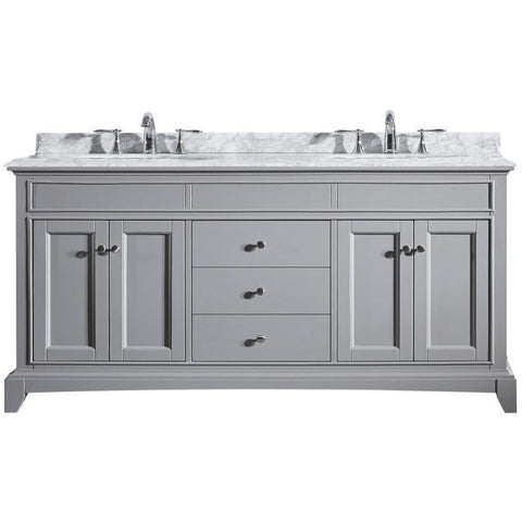 Eviva Elite Stamford® 72" Gray Solid Wood Double Bathroom Vanity Set - EVVN709-72GR - Bath Vanity Plus
