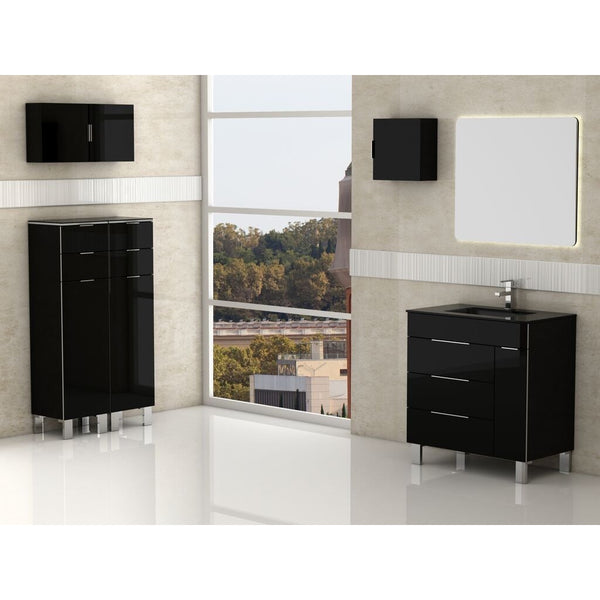 Eviva Geminis® 28" Black Modern Bathroom Vanity Set - EVVN530-28BL - Bath Vanity Plus
