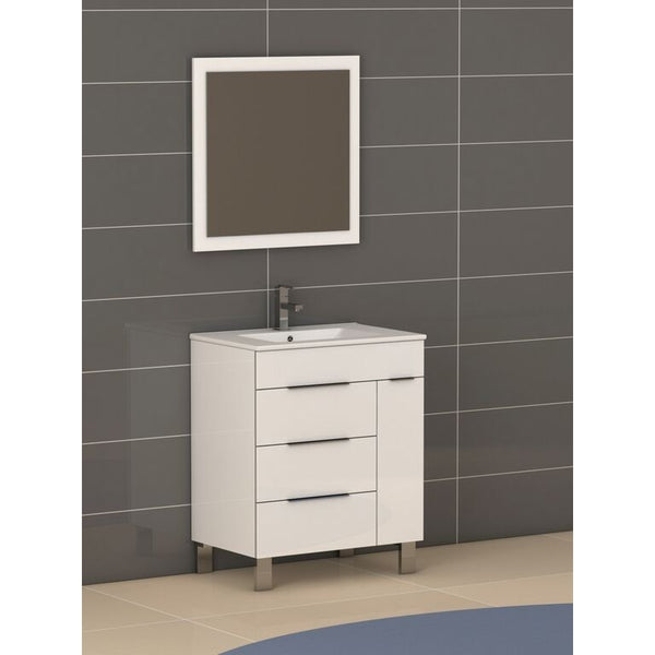 Eviva Geminis® 28" White Modern Bathroom Vanity Set - EVVN530-28WH - Bath Vanity Plus