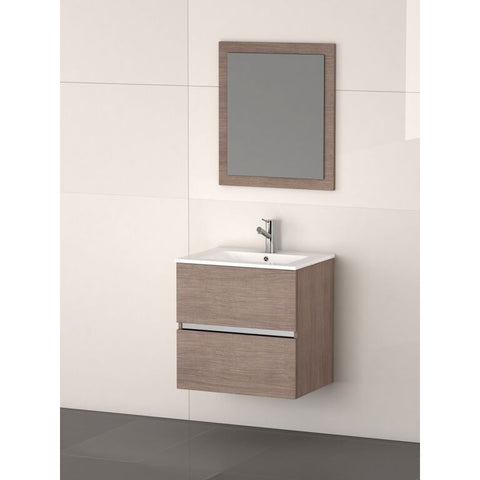 Eviva Ikaro® 24" Medium Oak Wall-Mount Modern Bathroom Vanity Set - EVVN572-24MOK - Bath Vanity Plus