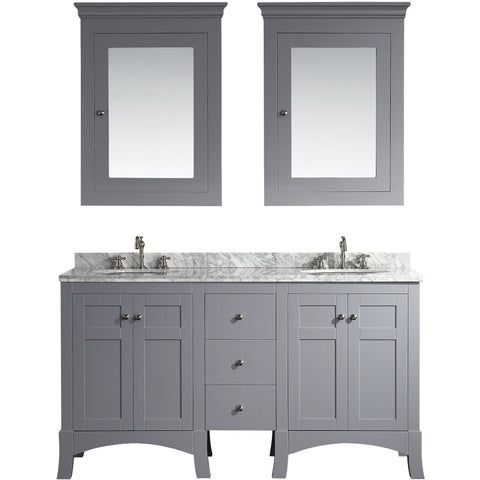 Eviva New York 60" Gray Double Sink Bathroom Vanity Set - EVVN514-60GR - Bath Vanity Plus