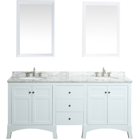Eviva New York 72" White Double Sink Bathroom Vanity Set - EVVN514-72WH - Bath Vanity Plus