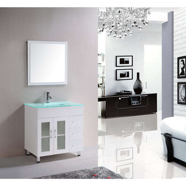 Eviva Shore 30" White Single Sink Bathroom Vanity Set - EVVN103-2-30WH - Bath Vanity Plus