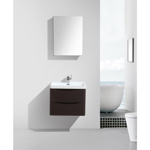 Eviva Smile® 24" Chestnut Wall-Mount Modern Bathroom Vanity Set - EVVN600-24CHNT-WM - Bath Vanity Plus