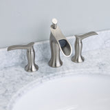 EVIVA Swan® Brushed Nickel Luxury Waterfall Widespread Bathroom Faucet - EVFT466BN - Bath Vanity Plus