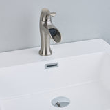 EVIVA Swan® Brushed Nickel Waterfall Single Hole/Handle Bathroom Faucet - EVFT164BN - Bath Vanity Plus