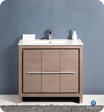 Fresca Allier 36" Gray Oak Modern Bathroom Cabinet w/ Sink