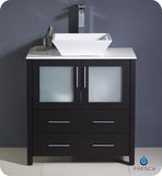 Fresca Torino 30" Espresso Modern Bathroom Cabinet w/ Top & Vessel Sink
