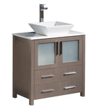Fresca Torino 30" Gray Oak Modern Bathroom Cabinet w/ Top & Vessel Sink