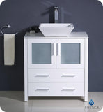 Fresca Torino 30" White Modern Bathroom Cabinet w/ Top & Vessel Sink