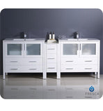 Fresca Torino 84" White Modern Double Sink Bathroom Cabinets w/ Integrated Sinks
