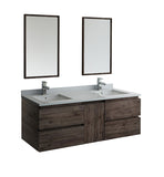 Fresca Formosa 60" Wall Hung Double Sink Modern Bathroom Vanity w/ Mirrors | FVN31-241224ACA