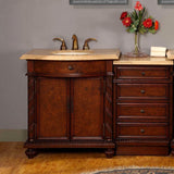 Silkroad Exclusive 21" Red Mahogany Drawer Bank with Travertine Top and LED Lights - JYP-0193-TL-M - Bath Vanity Plus