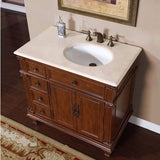 Silkroad Exclusive 36" Vermont Maple Single Sink Cabinet with Marble Top - HYP-0210-CM-UWC-36-R - Bath Vanity Plus