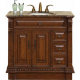 Silkroad Exclusive 38" English Chestnut Single Sink Cabinet with Granite Top - HYP-0211-BB-UIC-38 - Bath Vanity Plus