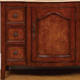 Silkroad Exclusive 48" Victorian Red Oak Single Sink Cabinet with Travertine Top - HYP-0701-T-UIC-48 - Bath Vanity Plus