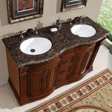 Silkroad Exclusive 55" Monica Double Sink Vanity Set with Granite Top - HYP-0223-BB-UWC-55 - Bath Vanity Plus