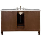 Silkroad Exclusive 58" Dark Walnut Single Sink Cabinet with Marble Top - HYP-0717-WM-UWC-58 - Bath Vanity Plus