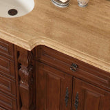 Silkroad Exclusive 72" Brazilian Rosewood Single Sink Cabinet with Travertine Top - V0280TW72C - Bath Vanity Plus