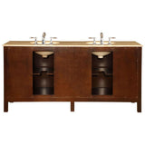 Silkroad Exclusive 72" Lancaster Double Sink Vanity Set with Travertine Top - HYP-0704-T-UIC-72 - Bath Vanity Plus