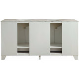 Silkroad Exclusive 72" White Oak Double Sink Cabinet with Carrara Marble Top - V0292WW72D - Bath Vanity Plus