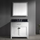 Virtu USA Caroline 36" White Single Bathroom Vanity Set with Granite Top - MS-2036-BG - Bath Vanity Plus
