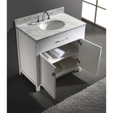 Virtu USA Caroline 36" White Single Bathroom Vanity Set with Marble Top - MS-2036-WM - Bath Vanity Plus