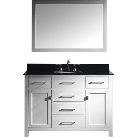 Virtu USA Caroline 48" White Single Bathroom Vanity Set with Granite Top - MS-2048-BG - Bath Vanity Plus