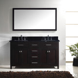 Virtu USA Caroline 60" Espresso Double Bathroom Vanity Set with Granite Top - MD-2060-BG - Bath Vanity Plus