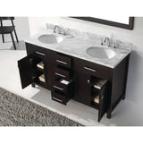 Virtu USA Caroline 60" Espresso Double Bathroom Vanity Set with Marble Top - MD-2060-WM - Bath Vanity Plus